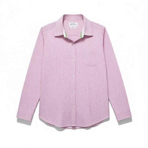 4/$20 Old Navy Pink & White Striped Button-Down Shirt Large - Picture 1 of 5